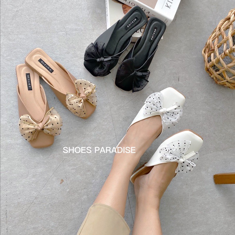 Giày sục nữ giày nữ hàn quốc giày sục đẹp giày mũi vuông giày đế bệt mũi vuông SHOES PARADISE L143