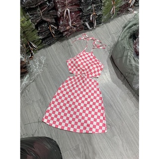 Váy Ca rô body hở lưng
