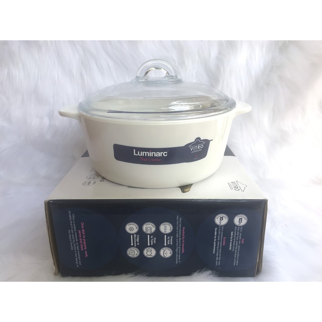 Nồi Luminarc Vitro Amberline Granite Trắng C6318 - 2L-bảo hành chính hãng 10 năm