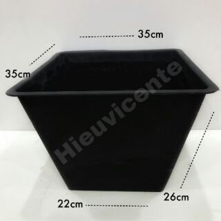 Combo 3 chậu nhựa vuông đen 35*35*26cm