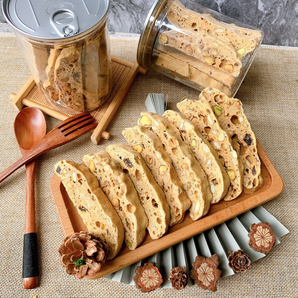 Bánh Biscotti ăn kiêng 3 vị truyền thống 250g hũ pet tiện lợi, ăn vặt LASTFOOD Hà Nội với đặc sản các miền ngon giá rẻ