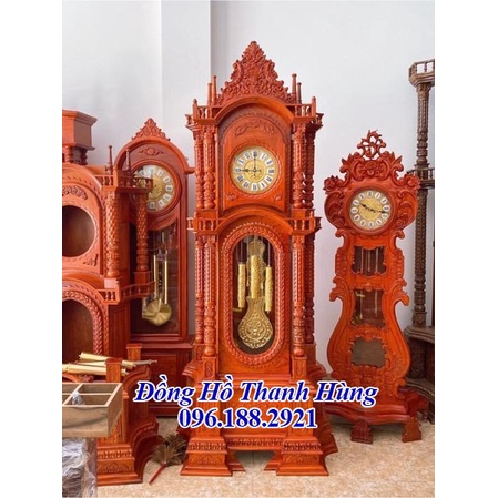 Đồng hồ đứng quả lắc cây tứ trụ gỗ hương siêu chât. Cao 2m 3 gỗ hương. Máy chuông nhạc Hàn Quốc. Đồng Hồ Thanh Hùng