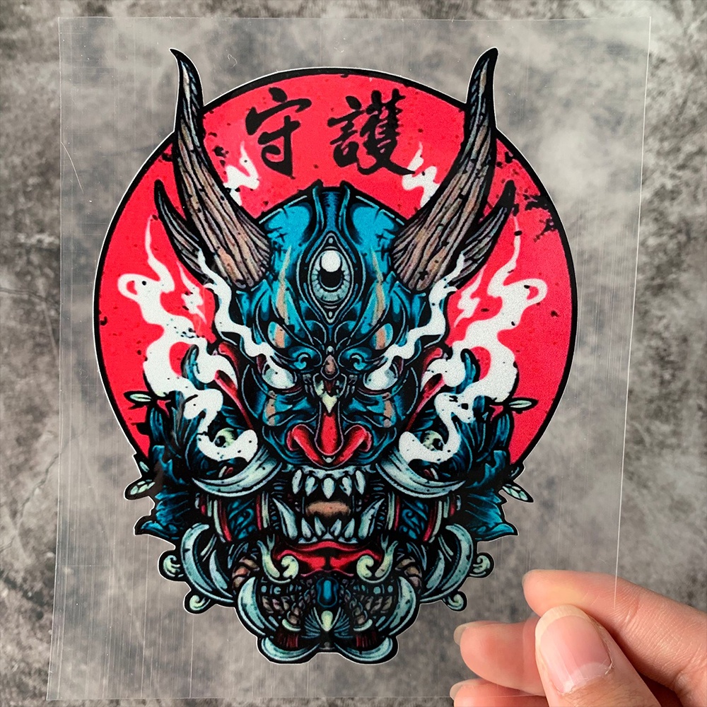 Nhãn dán phản quang hình con hổ chiến binh ma JDM Prajna chống trầy trang trí xe máy/ô tô