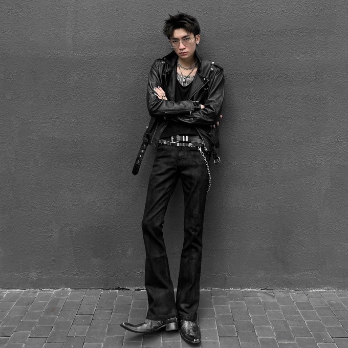 Quần jeans nam ống loe dày dặn Đen Wax NGO - Flare Jeans Black Waxed
