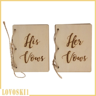 Sổ ghi lời thề đám cưới của chàng và nàng nhỏ nhắn bìa gỗ dùng trang trí bữa tiệc phong cách vintage