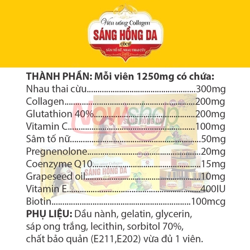 Viên uống collagen sáng hồng da giúp da trắng mịn, đánh bay nám - CN56