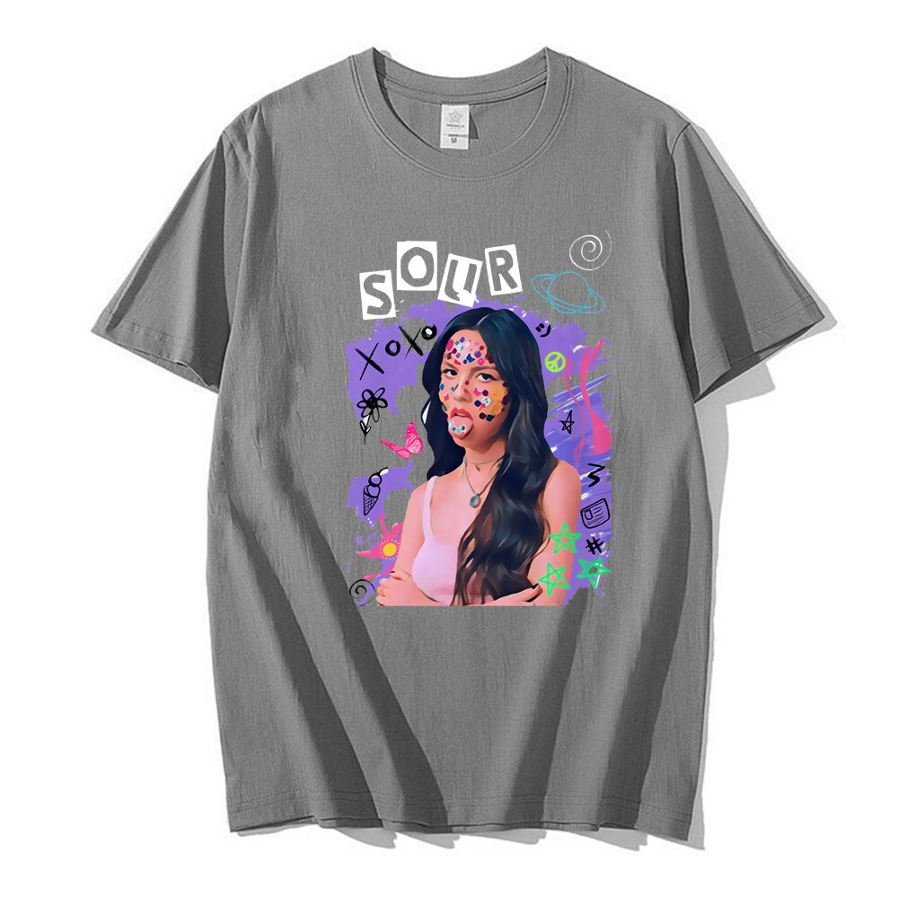 Áo Thun Tay Ngắn Cổ Tròn In Hình Olivia Rodrigo Thời Trang Mùa Hè Chất Lượng Cao