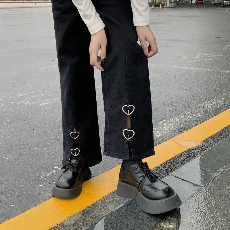 Quần Jean Ống Rộng Dáng Suông Năng Động Thời Trang Phong Cách Hồng Kông Cho Nữ