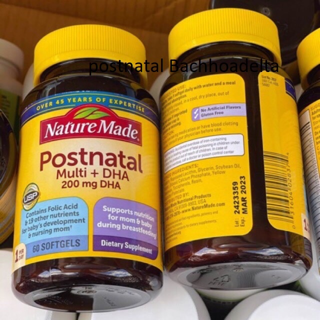 Nature Made Postnatal multi + DHA BỔ SUNG DINH DƯỠNG SAU SINH - 60 VIÊN HÀNG MỸ