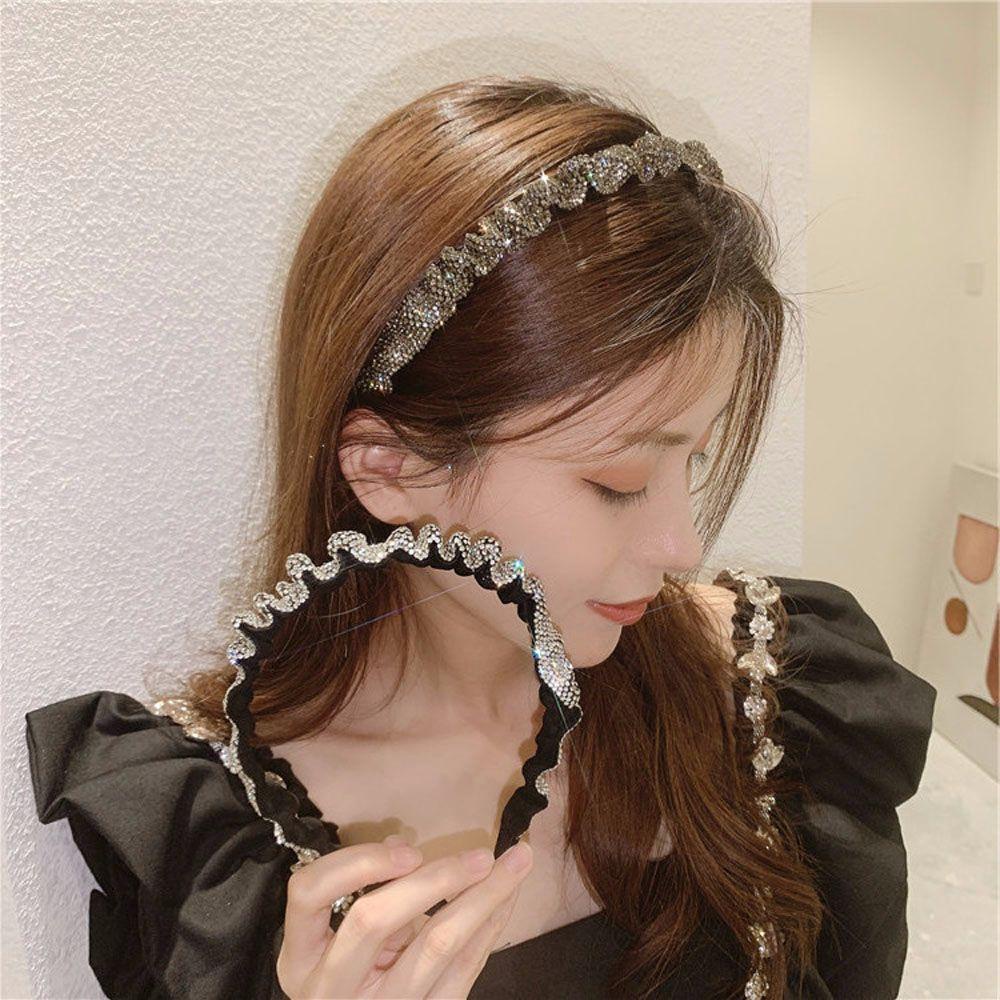Băng Đô Cài Tóc Xếp Ly Lấp Lánh Thời Trang Cho Nữ