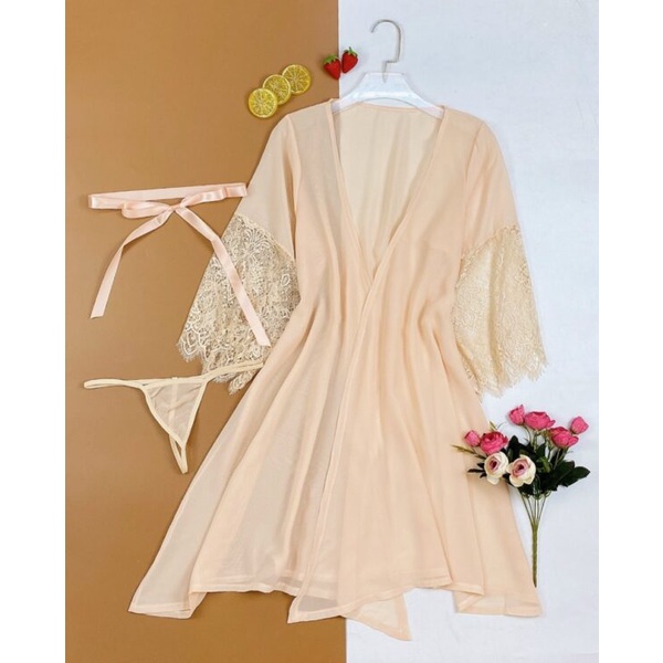 Áo Choàng Phối Ren Chất Liệu Voan Mềm Mịn Không Xù Không Nhăn SL25