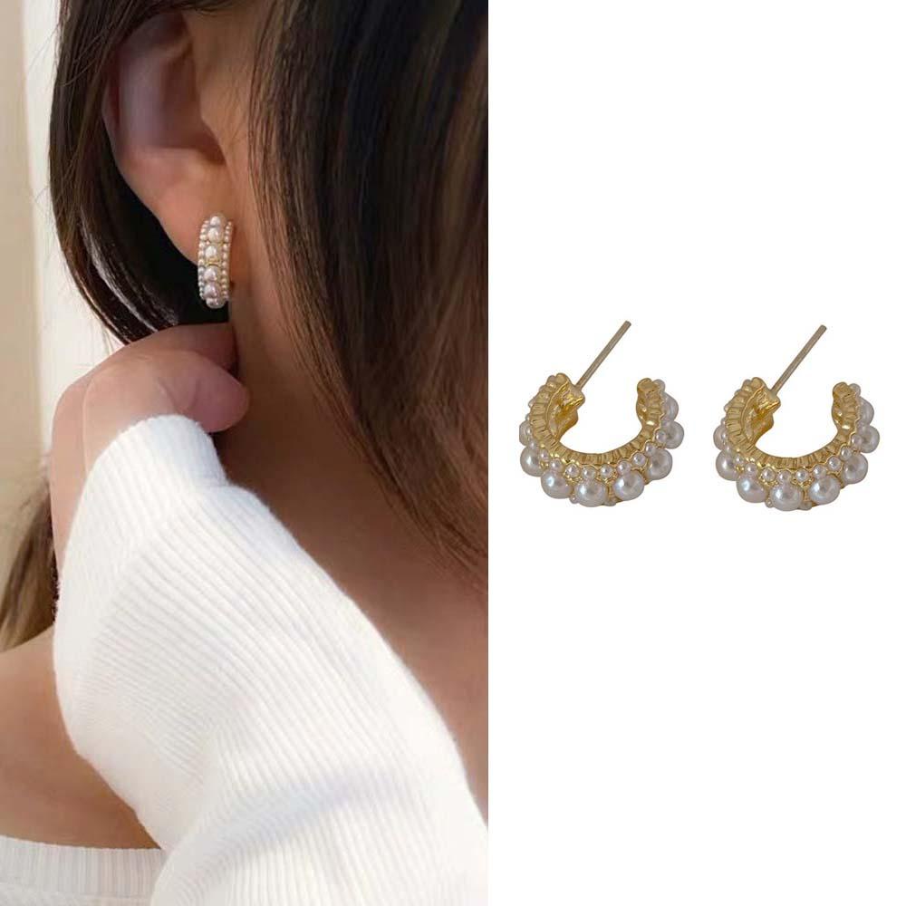 BACK2LIFE Bông Tai Hình Chữ C Phong Cách Hàn Quốc Thời Trang Cho Nữ