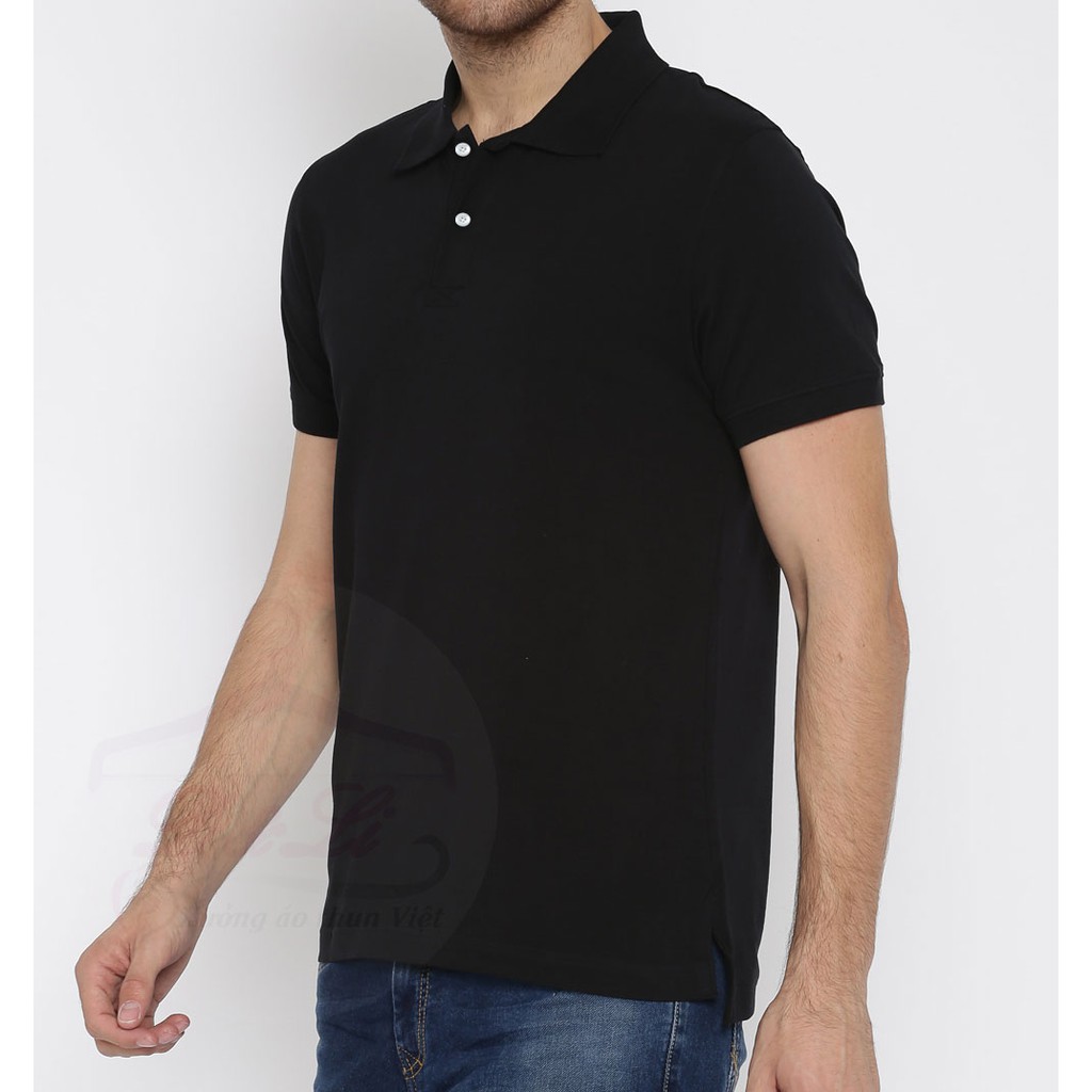 Áo thun NAM Polo ngắn tay có cổ màu đen (40kg đến 78kg) thun cá sấu 100% cotton cao cấp đẹp giá tốt | BigBuy360 - bigbuy360.vn