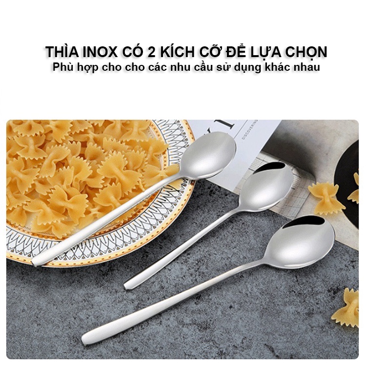 Thìa Inox 304 Cán Dài, thìa ăn cơm, ăn súp, pha nước... đa dụng Cao Cấp