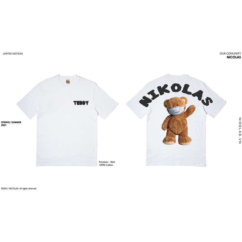 Áo thun Unisex Nikolas 100% Cotton TEDDY MASK X 2021 | BigBuy360 - bigbuy360.vn
