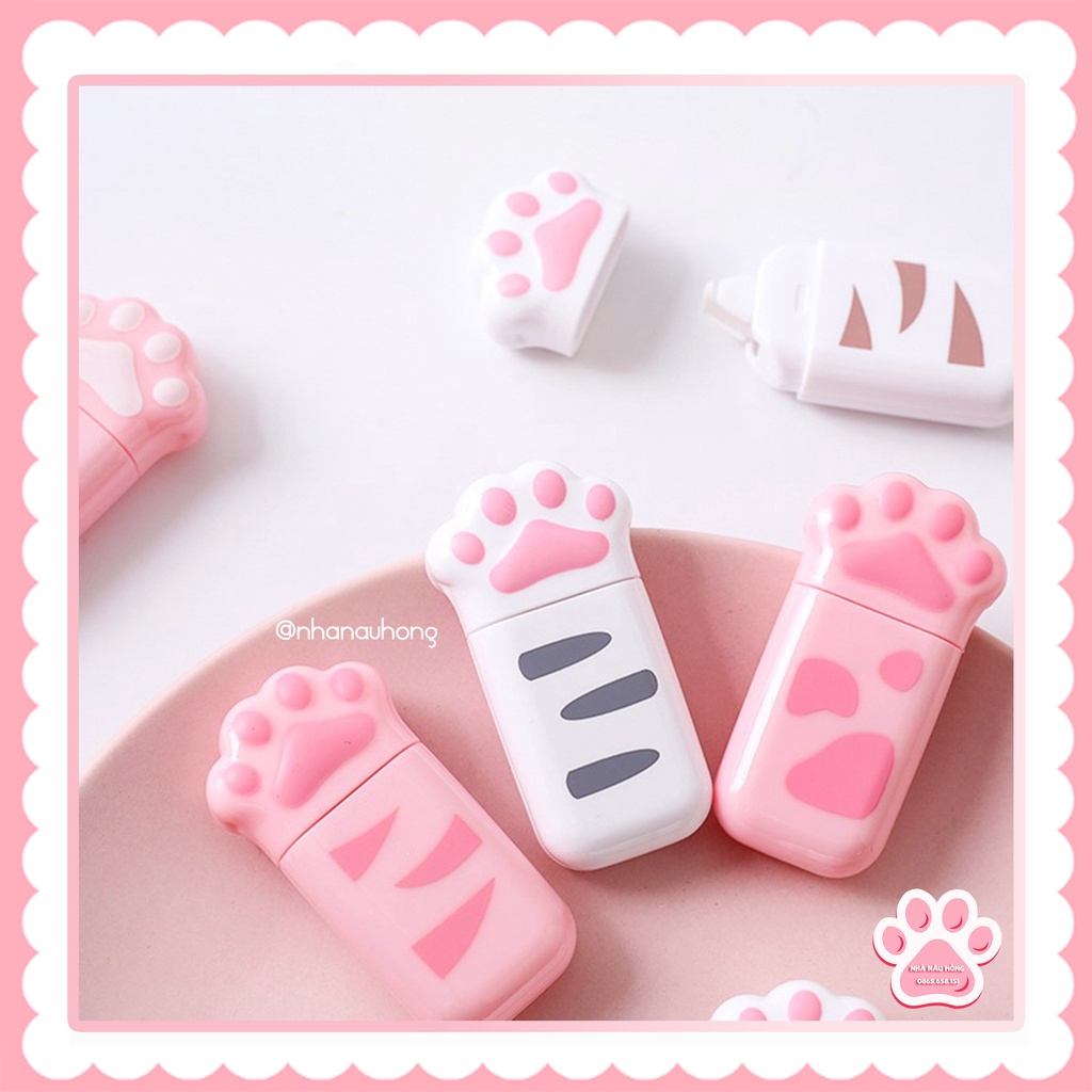 Bút Tẩy Xoá Kéo Hình Chân Mèo Hãng Twingo Mini Dễ Thương Cute - Nhà Nâu Hồng