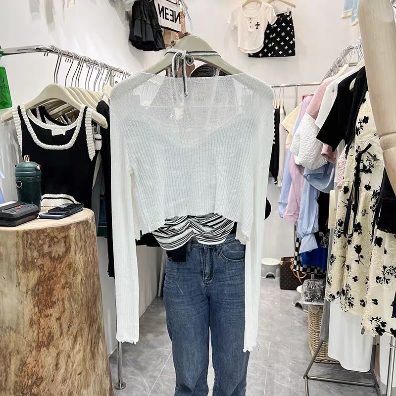 set áo len dệt kim : áo quây yếm da beo &amp; khoác mỏng lửng (500032#)