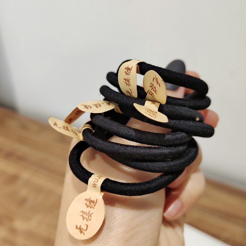 Dây buộc tóc cao su co giãn không viền màu đen DIY cho người lớn