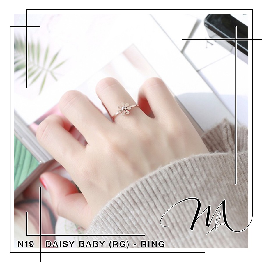 Nhẫn Titan nữ không gỉ hoa cúc họa mi xinh xắn - Măng’s House N19