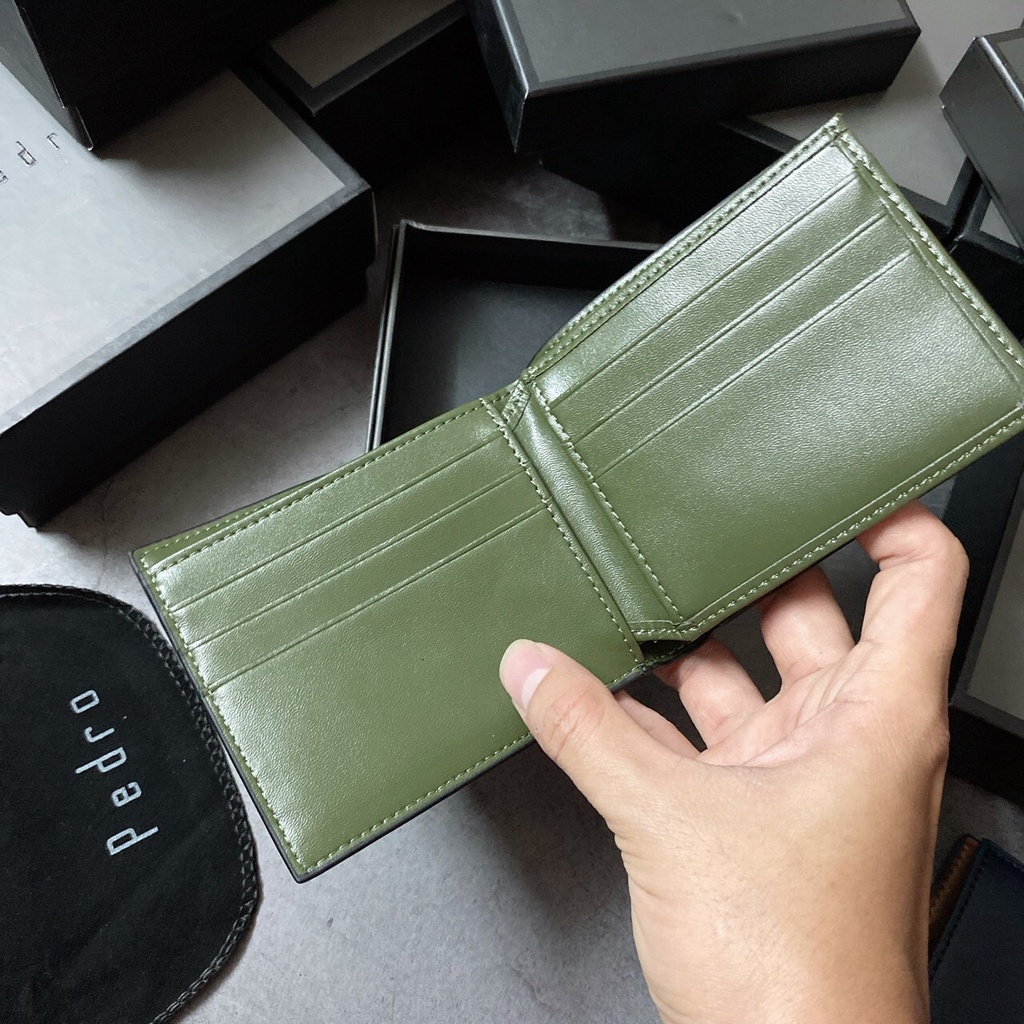 Ví nam Pedro da đẹp có ngăn ảnh hàng cao cấp full box và túi giấy ( Có Hộp)