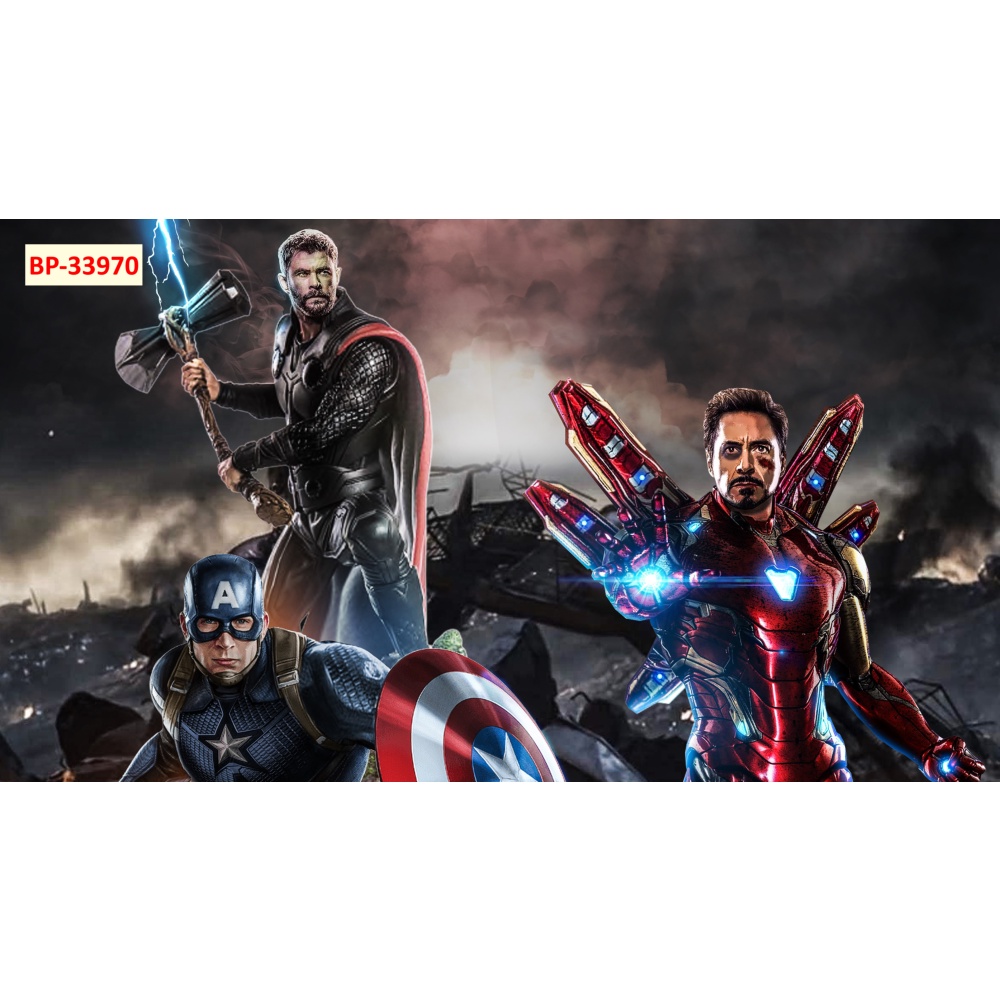 Tranh 3D Dán Tường Phòng Trẻ Em Chủ Đề ANH HÙNG GIẢI CỨU THẾ GIỚI THOR, AN-TMAN, THE WASP, IRON MAN nhiều kích thước