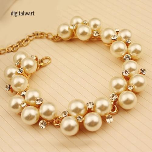 Vòng đeo tay gắn trang trí ngọc trai giả thời trang thanh lịch dành cho nữ