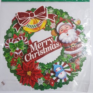 Tranh dán trang trí Noel hình vòng nguyệt quế Giáng Sinh