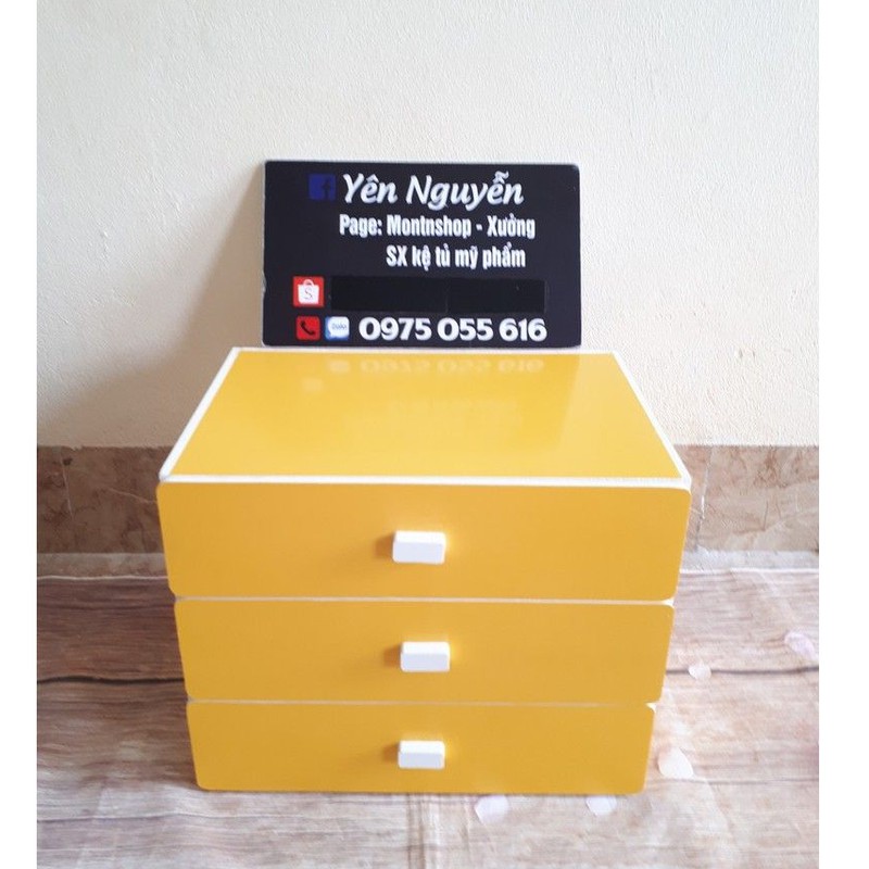 Tủ chia tiền thu ngân 3 tầng màu vàng