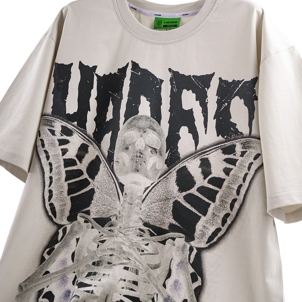 Áo Thun Tay Lỡ Unisex SKULL BUTTERFLY 100% Cotton HADES Brand Chính Hãng
