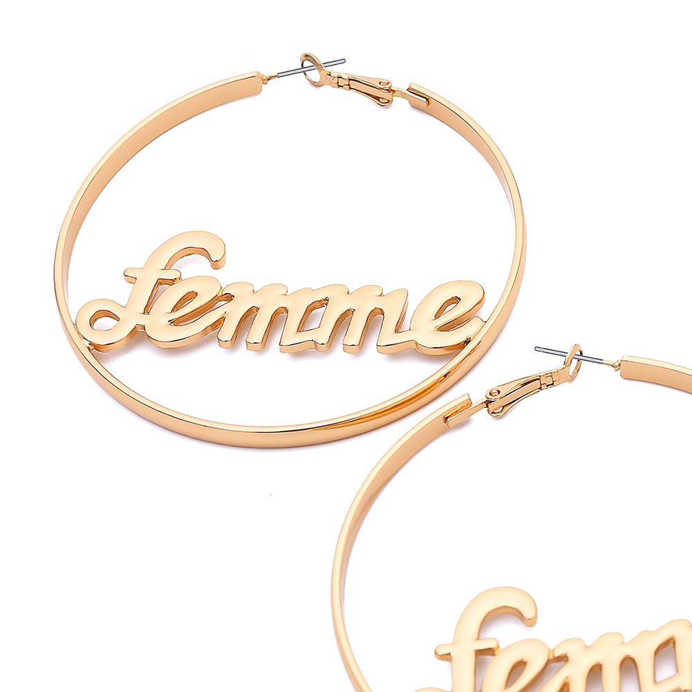 Đôi Khuyên Tai Tròn Họa Tiết Chữ Baby Cá Tính Cho Nữ