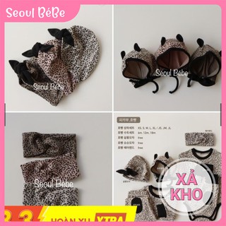 Phụ kiện mũ tai, mũ thắt nơ, turban bộ da báo Hopang Peekaboo