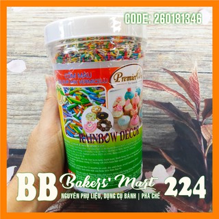 Cốm MÀU dài Rainbow Decor PREMIER WIN - Hủ 500gr