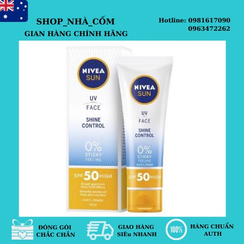 Kem Chống Nắng Nivea Shine Control SPF 50 UV Face