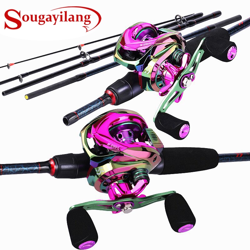 Bộ cần câu cá Sougayilang 1.8m -2.4m sợi carbon có 5 phần dây M và cuộn dây quay tay đúc trái/ phải 12+1BB