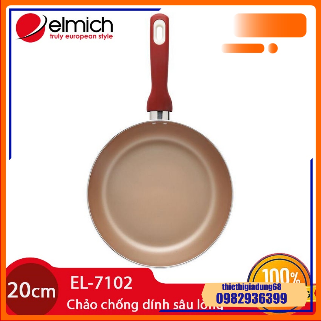 Chảo Chống Dính Bếp Từ Sâu Lòng Cao Cấp Elmich 20cm 24cm 26cm 28cm EL7102 EL7103 EL7104 EL7105, Chảo 26 có vung