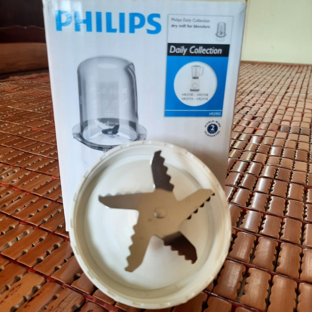 Phụ kiện máy xay philips-  dao 5 cánh và cối xay khô, ron Philip HR2108 - Kho buôn linh kiện gia dụng