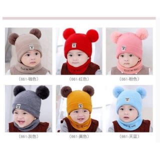 Set Mũ Len Khăn Ống Cho Bé