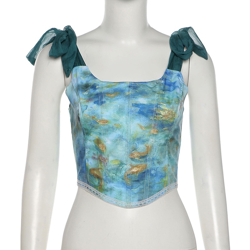 DUNEA Women's New Umbilical Strap Printing Camisole