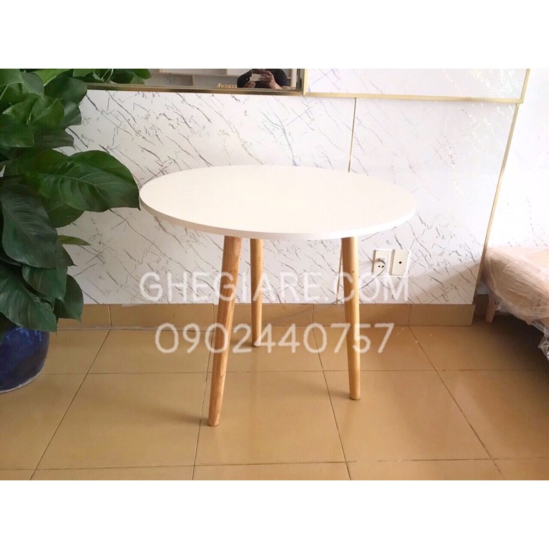 BÀN SOFA TRÒN CHÂN GỖ 80X80