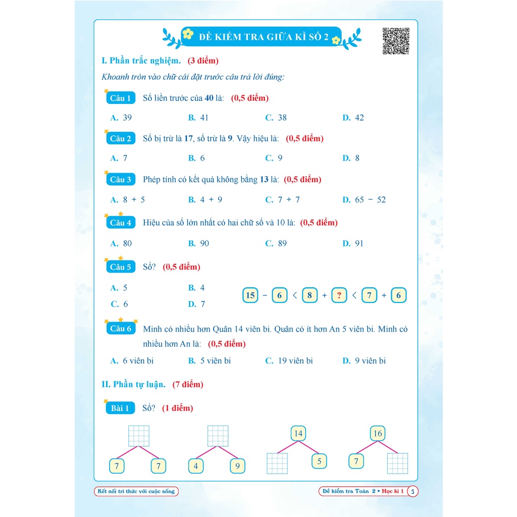 Sách – Combo Đề kiểm tra Toán và Tiếng Việt 2 Kì 1 (Kết nối tri thức với cuộc sống)