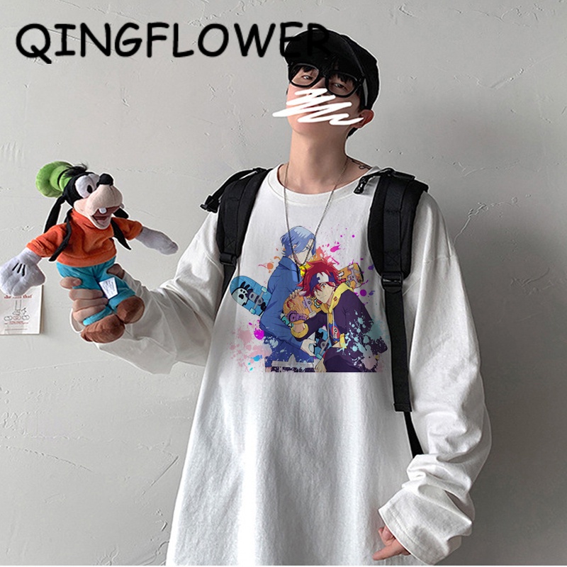 Áo thun tay dài dáng rộng cổ chữ V in chữ SK8 【Plus Size/40-150kg/8 cỡ lớn 5XL thời trang cho mẹ bầu