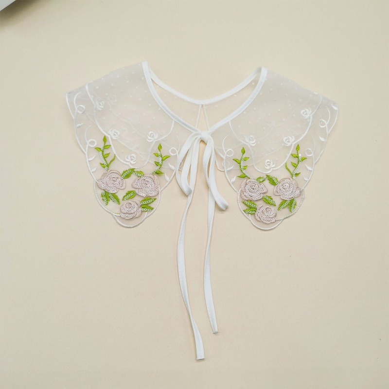 Cổ Áo Sơ Mi Giả Màu Trắng In Họa Tiết Hoa Có Thể Tháo Rời Thời Trang Cho Nữ