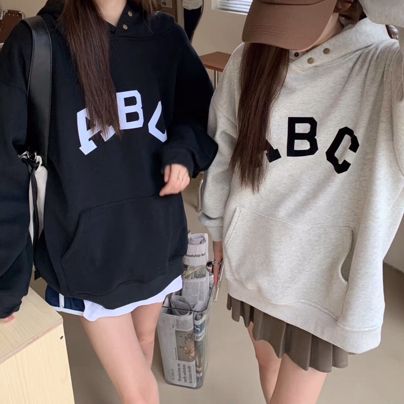 Áo nỉ hoodie ABC nam nữ unisex  Sweater nỉ bông form rộng ulzzang tay phồng phong cách Hàn Quốc Freeship  Sale