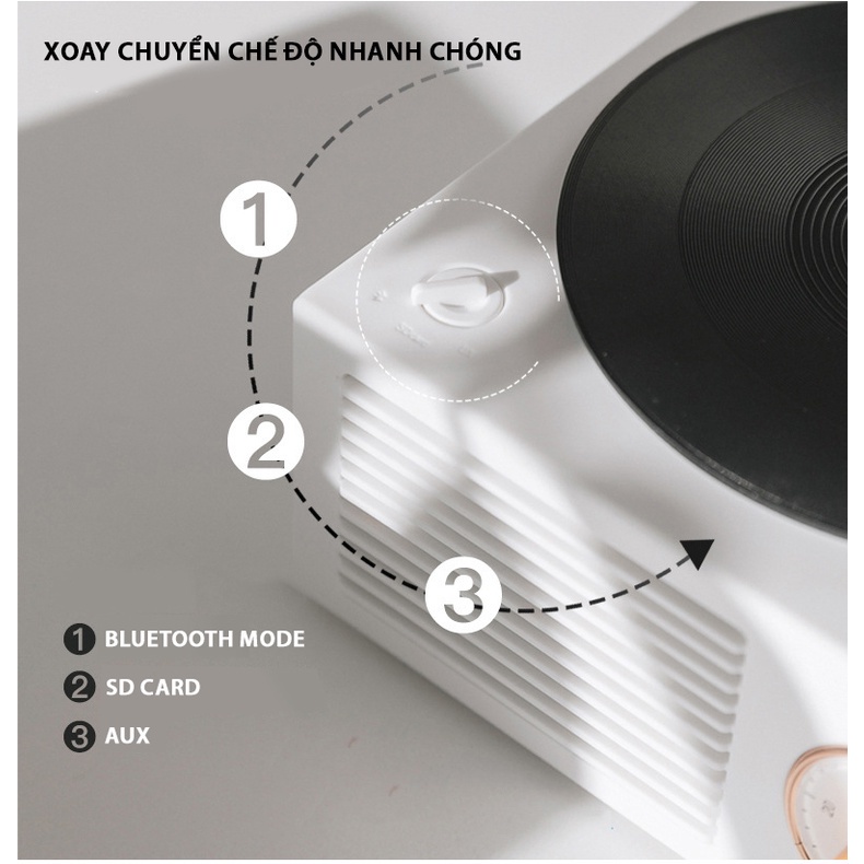 Loa Bluetooth Mini Đĩa Than Vinyl Cổ Điển X10 Phong Cách Giả Cổ Decor Vintage