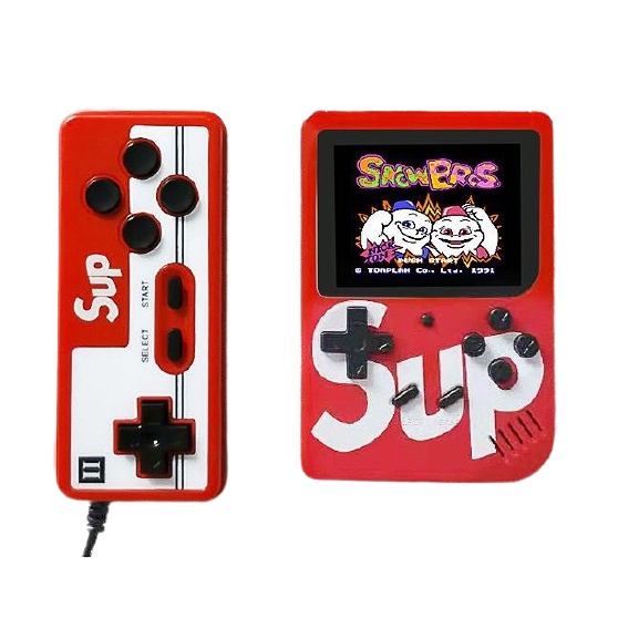 Máy chơi game SUP cầm tay điện tử 4 nút mini 400 in 1 plus gaming 2 người giải trí cổ điển kèm tay cầm kết nối tivi AV