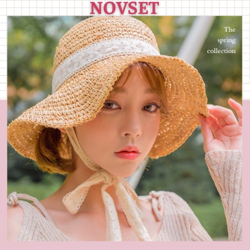 MŨ / NÓN CÓI ( ĐI BIỂN ) TIỂU THƯ MỀM THẮT NƠ VINTAGE