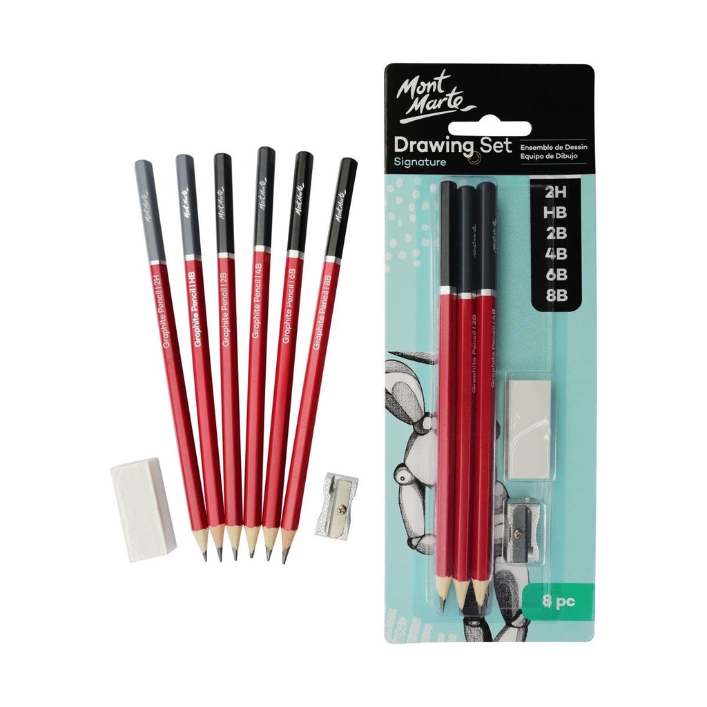 Bộ Bút Chì Vẽ 8 Món Mont Marte - Drawing Set Signature 8pc - MPN0026