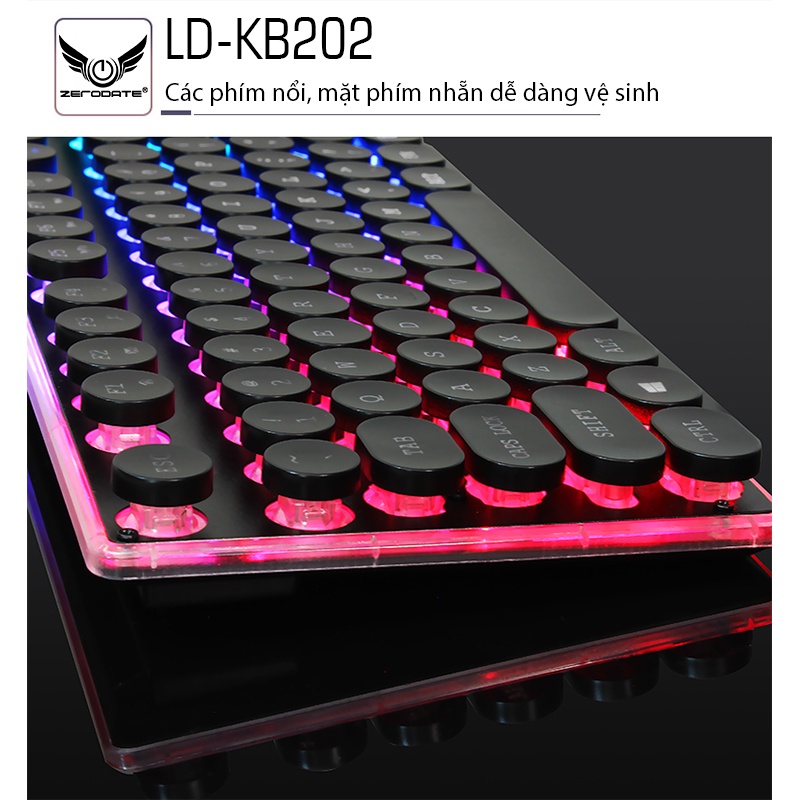 BÀN PHÍM  GIẢ CƠ DÀNH CHO CHƠI GAME-E SPORT- BÀN PHÍM DÂY- ĐÈN LED NỀN RGB- ÂM GÕ NHẸ NHÀNG - LD-KB202