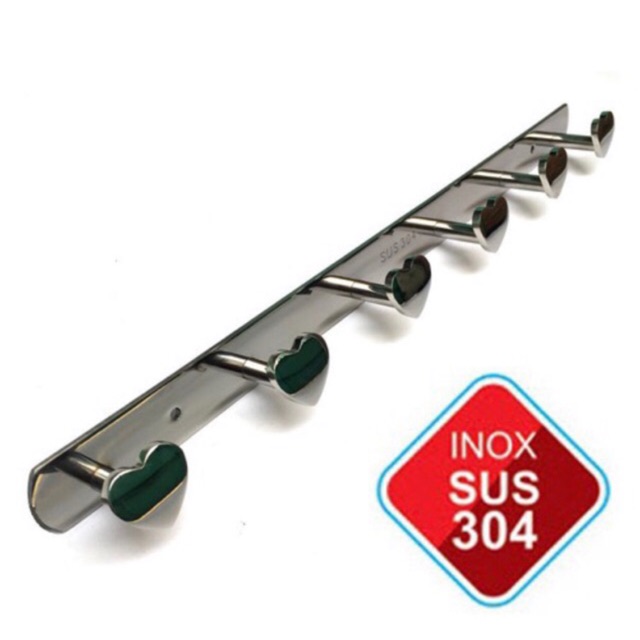 Móc treo quần áo inox304 hình trái tim, dày 3mm