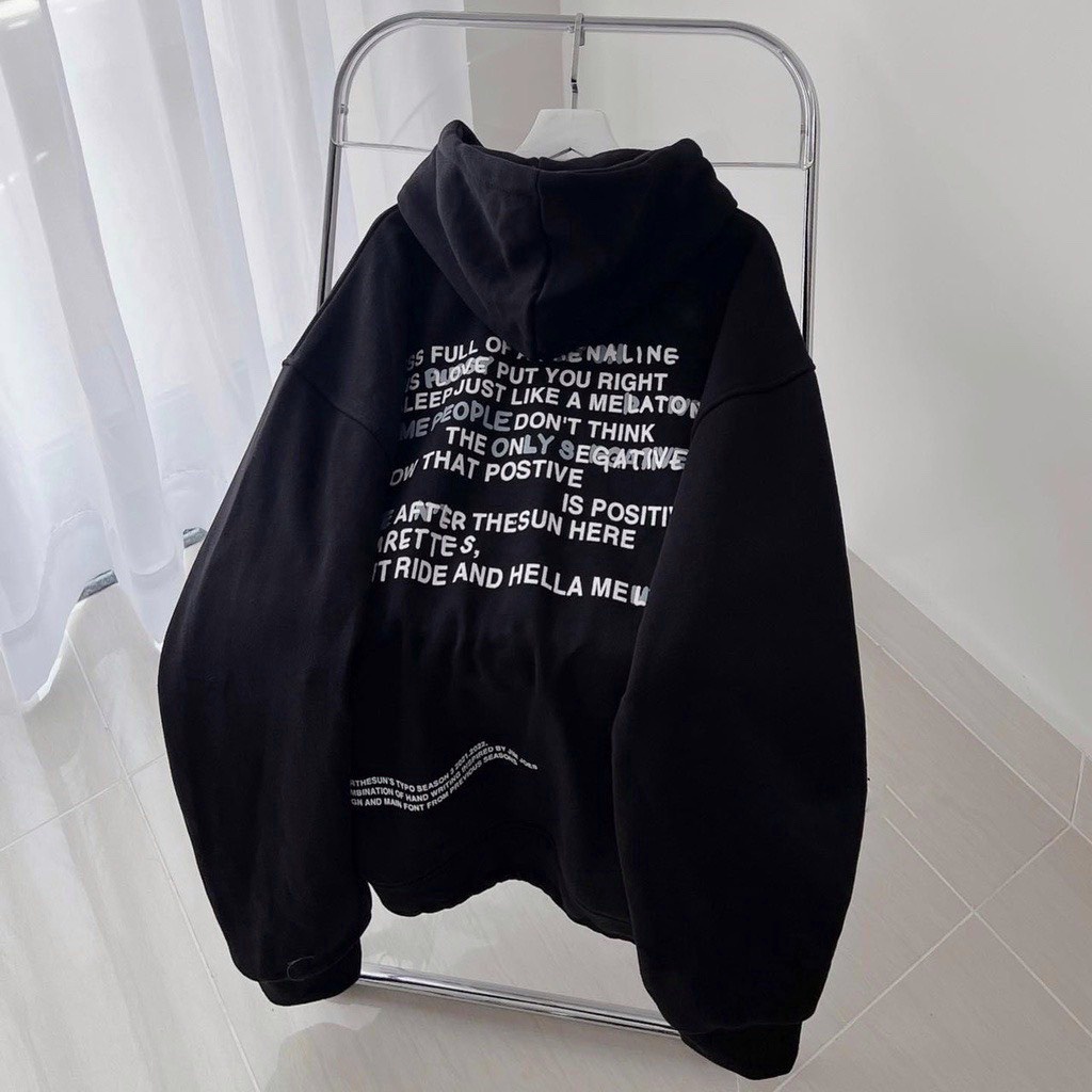 Áo Hoodie Nỉ Chữ Lưng 2 Màu Xanh Đen Form Rộng Unisex